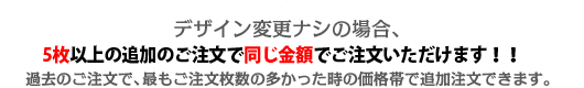 デザイン変更ナシの場合、値段が高くなることはありません!!