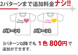 カラーパターン2パターンまで追加料金ナシ